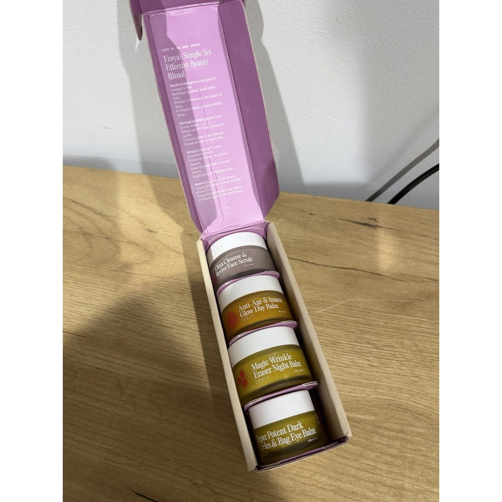 Froya Organics Skin Care Set Day/Night Balm, Face Scrub, Eye bonus W